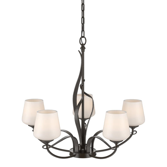 Flora 5-Arm Chandelier - Oil Rubbed Bronze - Opal Glass by Hubbardton Forge