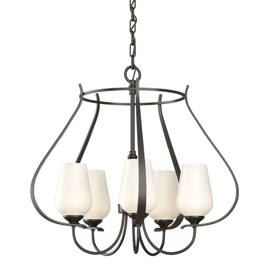 Flora 5-Arm Chandelier - Oil Rubbed Bronze - Opal Glass by Hubbardton Forge