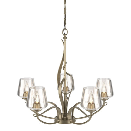 Flora 5-Arm Chandelier - Soft Gold - Clear Glass by Hubbardton Forge