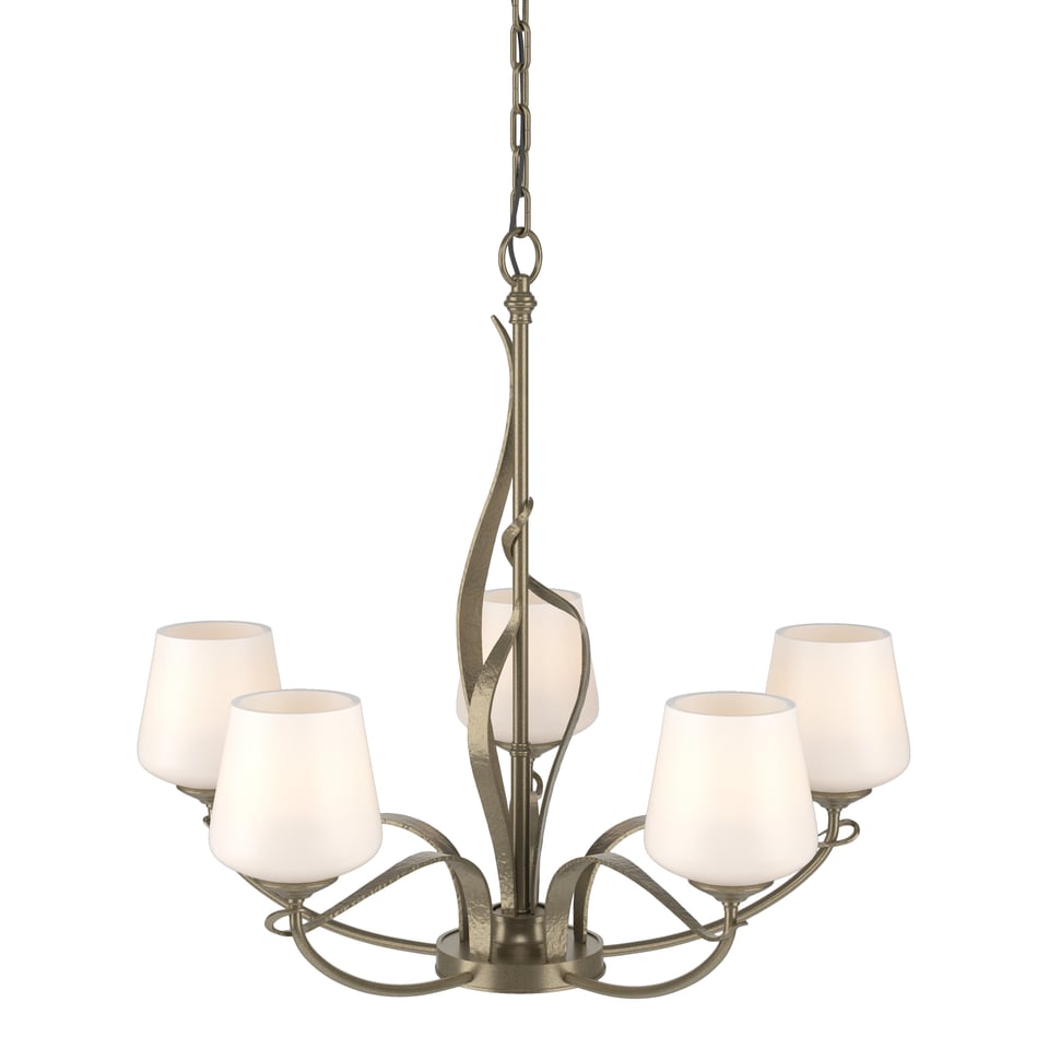Flora 5-Arm Chandelier - Soft Gold - Opal Glass by Hubbardton Forge
