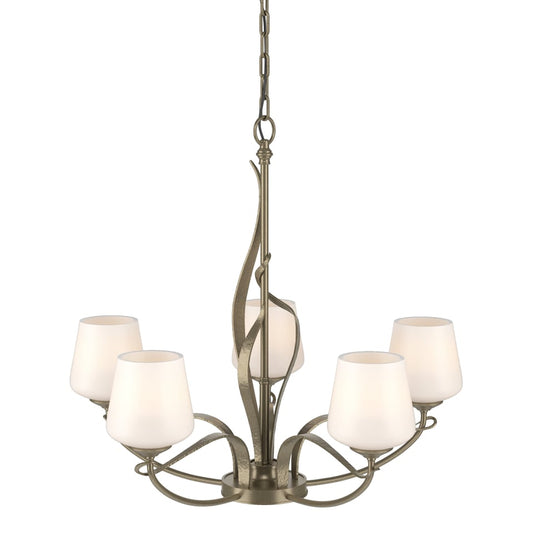 Flora 5-Arm Chandelier - Soft Gold - Opal Glass by Hubbardton Forge
