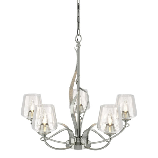 Flora 5-Arm Chandelier - Sterling - Clear Glass by Hubbardton Forge