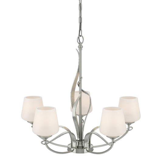 Flora 5-Arm Chandelier - Sterling - Opal Glass by Hubbardton Forge
