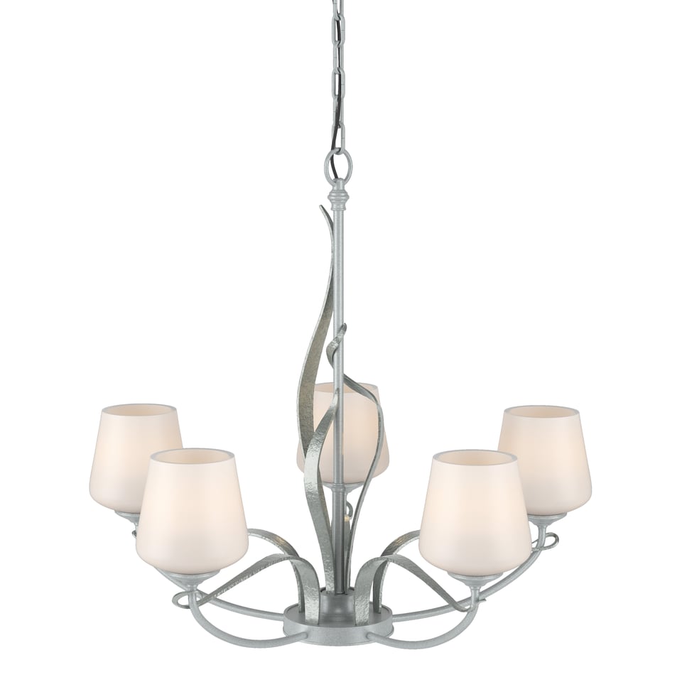 Flora 5-Arm Chandelier - Vintage Platinum - Opal Glass by Hubbardton Forge