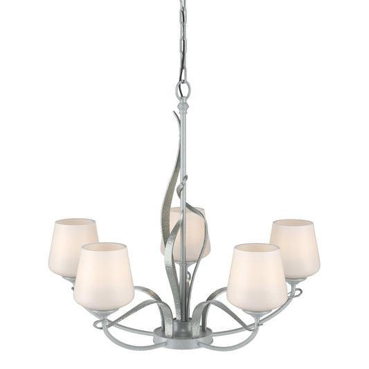 Flora 5-Arm Chandelier - Vintage Platinum - Opal Glass by Hubbardton Forge