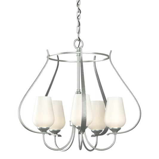Flora 5-Arm Chandelier - Vintage Platinum - Opal Glass by Hubbardton Forge