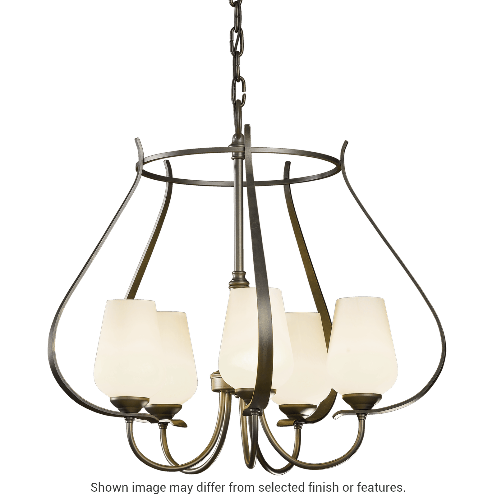 Flora 5-Arm Chandelier - White - Opal and Seeded Glass by Hubbardton Forge