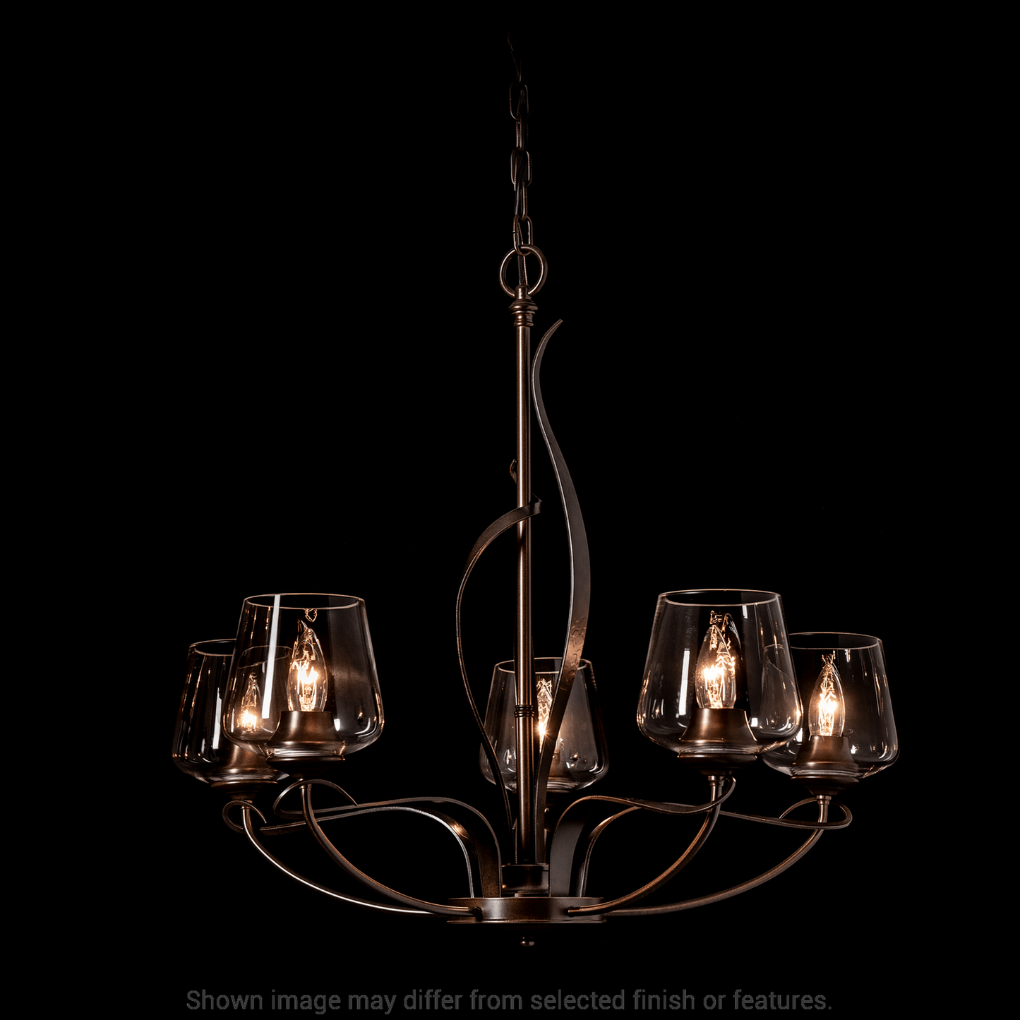 Flora 5-Arm Chandelier - White - Opal Glass by Hubbardton Forge