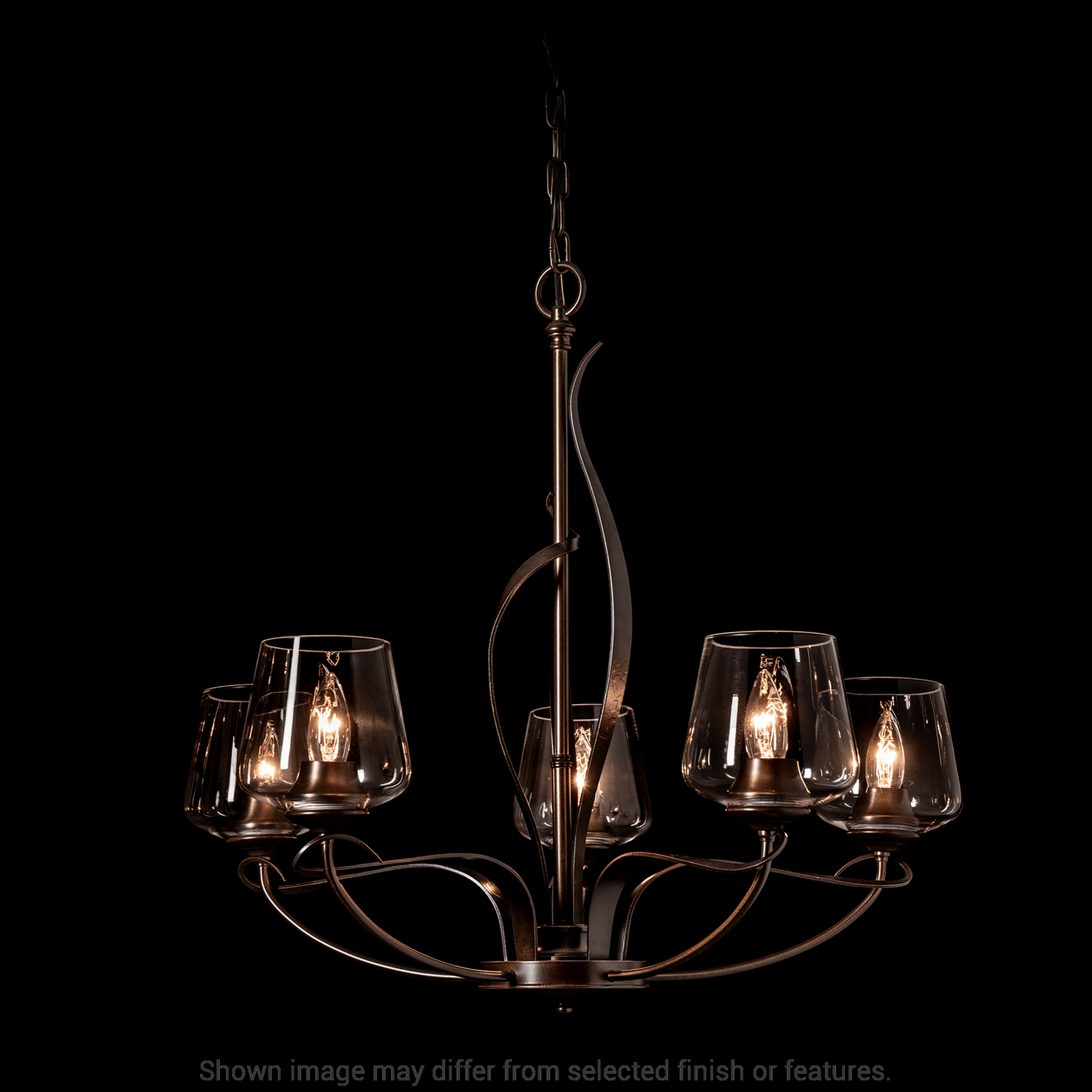 Flora 5-Arm Chandelier - White - Opal Glass by Hubbardton Forge