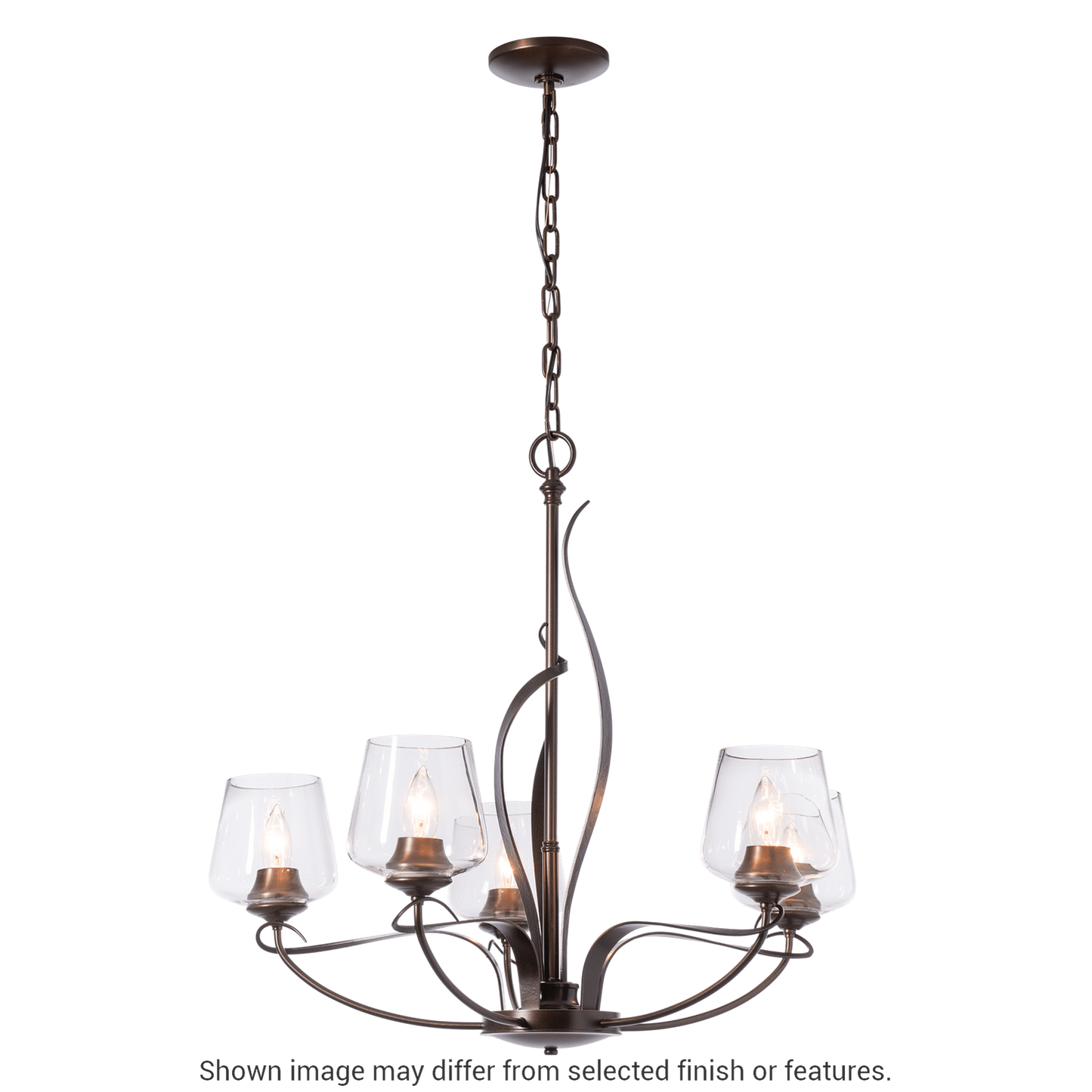 Flora 5-Arm Chandelier - White - Opal Glass by Hubbardton Forge