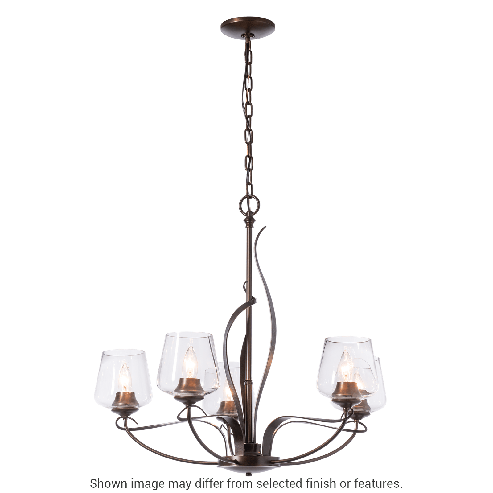 Flora 5-Arm Chandelier - White - Opal Glass by Hubbardton Forge