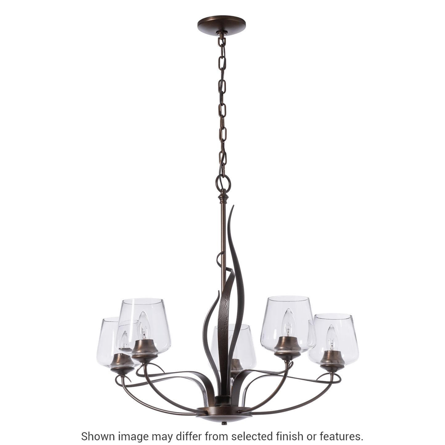 Flora 5-Arm Chandelier - White - Opal Glass by Hubbardton Forge