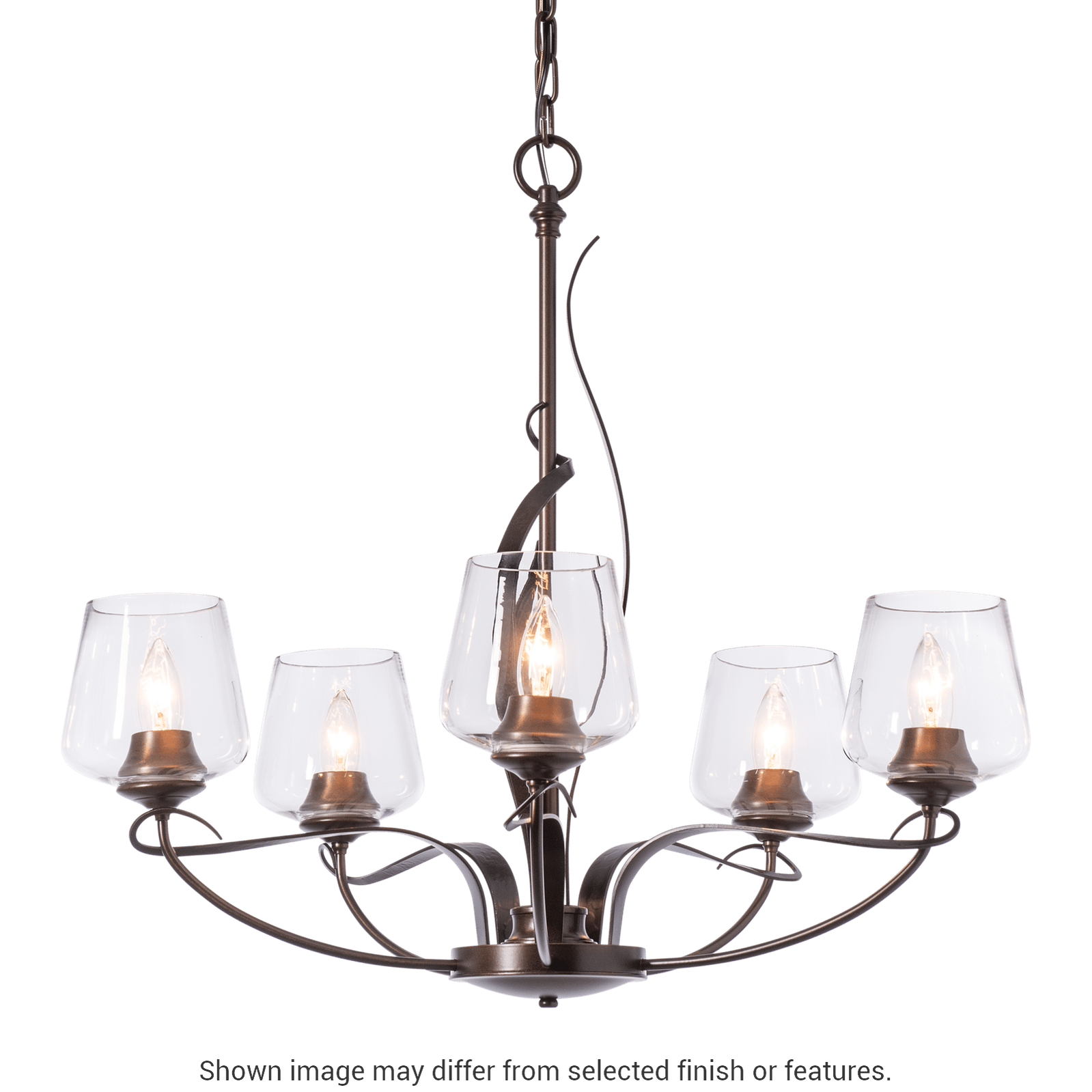 Flora 5-Arm Chandelier - White - Opal Glass by Hubbardton Forge