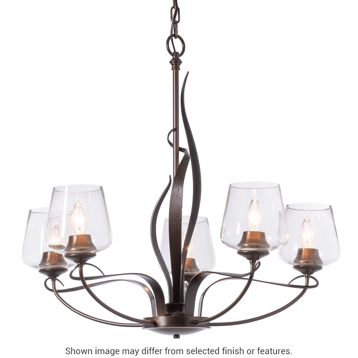 Flora 5-Arm Chandelier - White - Opal Glass by Hubbardton Forge
