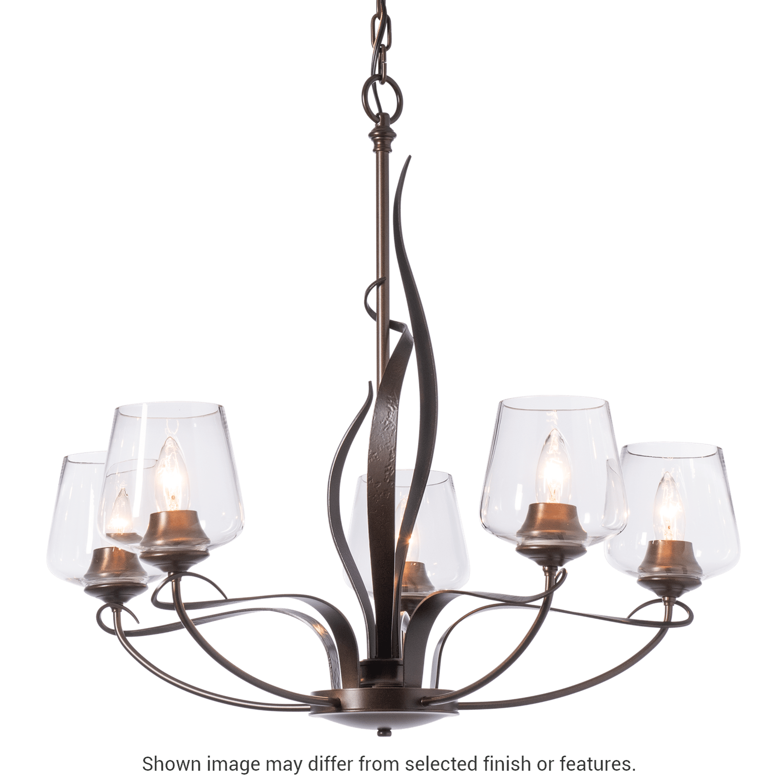 Flora 5-Arm Chandelier - White - Opal Glass by Hubbardton Forge