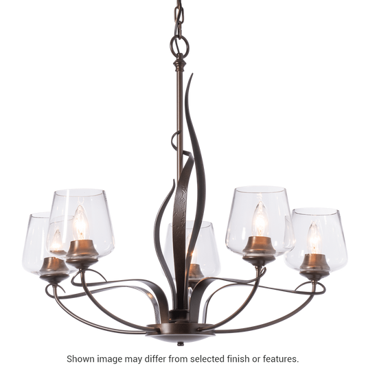 Flora 5-Arm Chandelier - White - Opal Glass by Hubbardton Forge