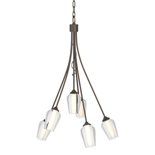 Flora 6-Arm Chandelier - Bronze - Opal and Seeded Glass by Hubbardton Forge