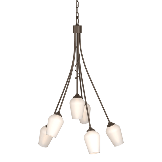 Flora 6-Arm Chandelier - Bronze - Opal Glass by Hubbardton Forge
