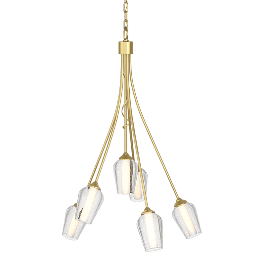 Flora 6-Arm Chandelier - Modern Brass - Opal and Seeded Glass by Hubbardton Forge
