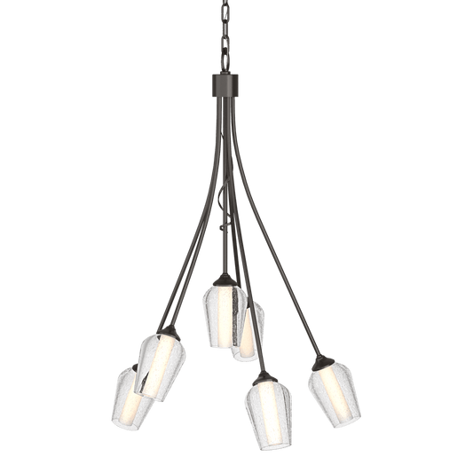 Flora 6-Arm Chandelier - Oil Rubbed Bronze - Opal and Seeded Glass by Hubbardton Forge