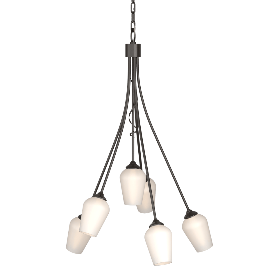 Flora 6-Arm Chandelier - Oil Rubbed Bronze - Opal Glass by Hubbardton Forge