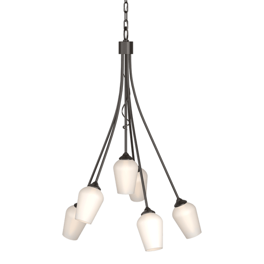 Flora 6-Arm Chandelier - Oil Rubbed Bronze - Opal Glass by Hubbardton Forge
