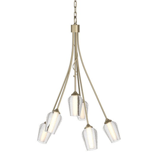 Flora 6-Arm Chandelier - Soft Gold - Opal and Seeded Glass by Hubbardton Forge