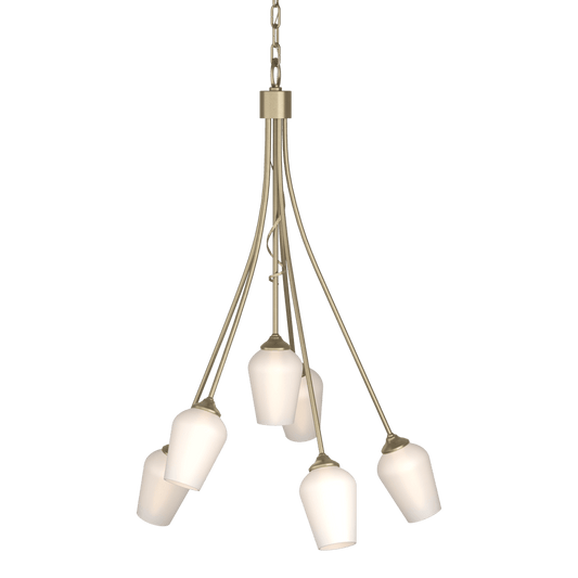 Flora 6-Arm Chandelier - Soft Gold - Opal Glass by Hubbardton Forge
