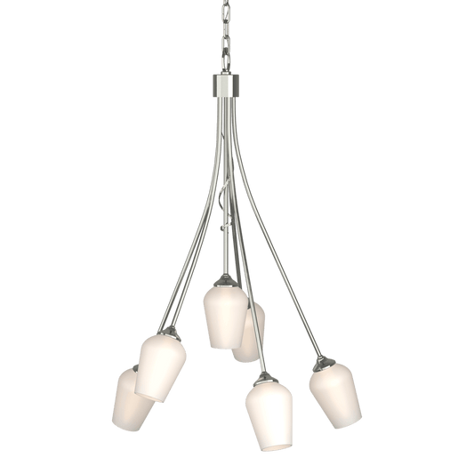 Flora 6-Arm Chandelier - Sterling - Opal Glass by Hubbardton Forge