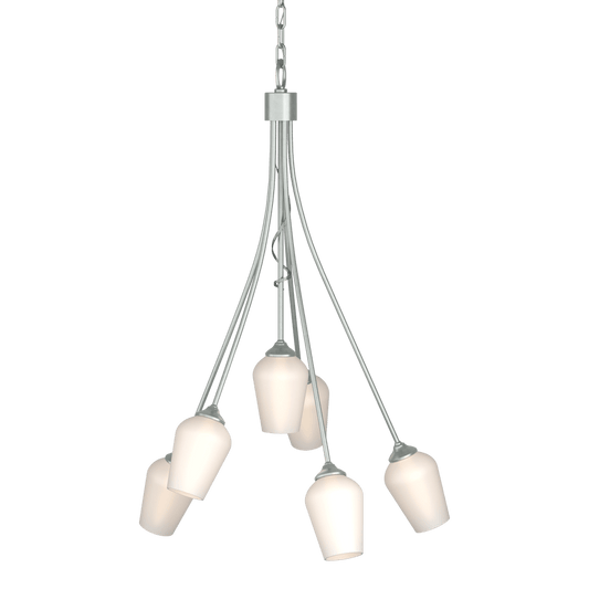 Flora 6-Arm Chandelier - Vintage Platinum - Opal Glass by Hubbardton Forge