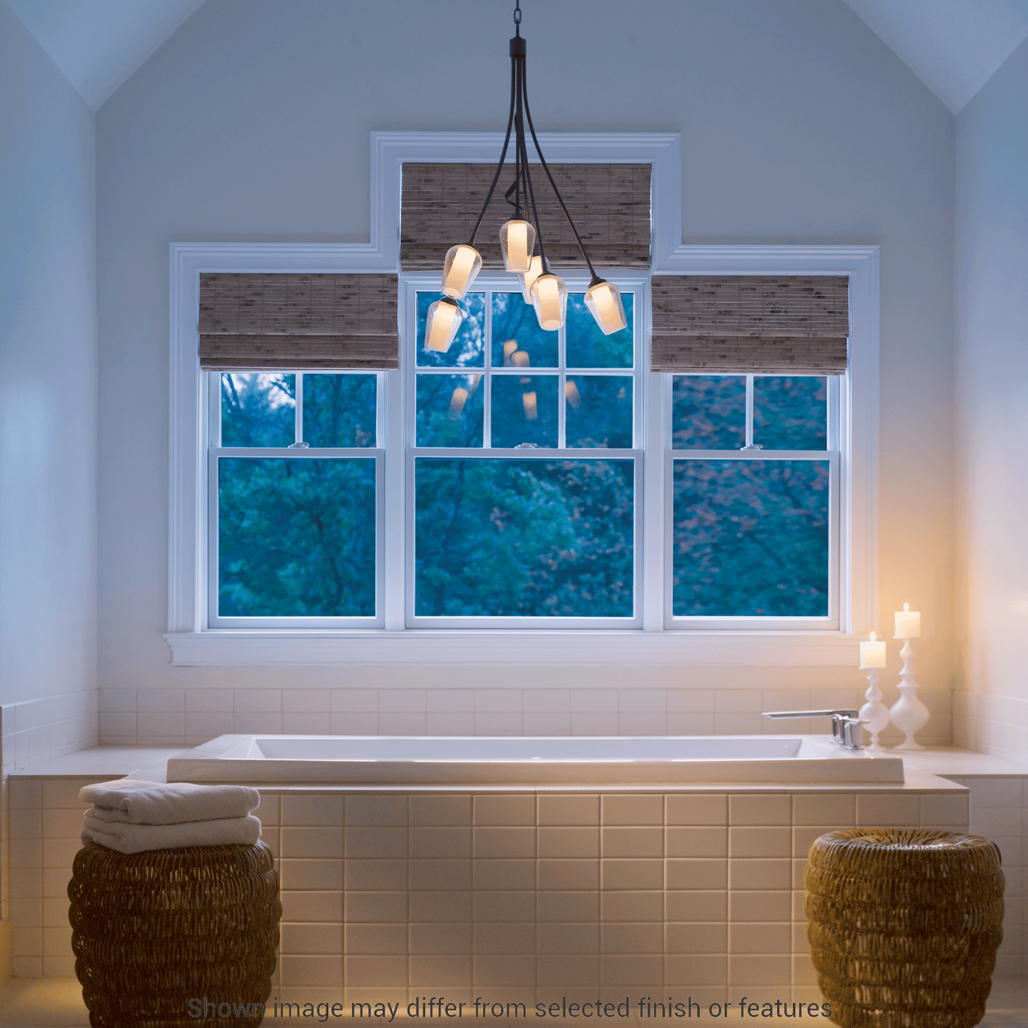 Flora 6-Arm Chandelier - White - Opal and Seeded Glass by Hubbardton Forge