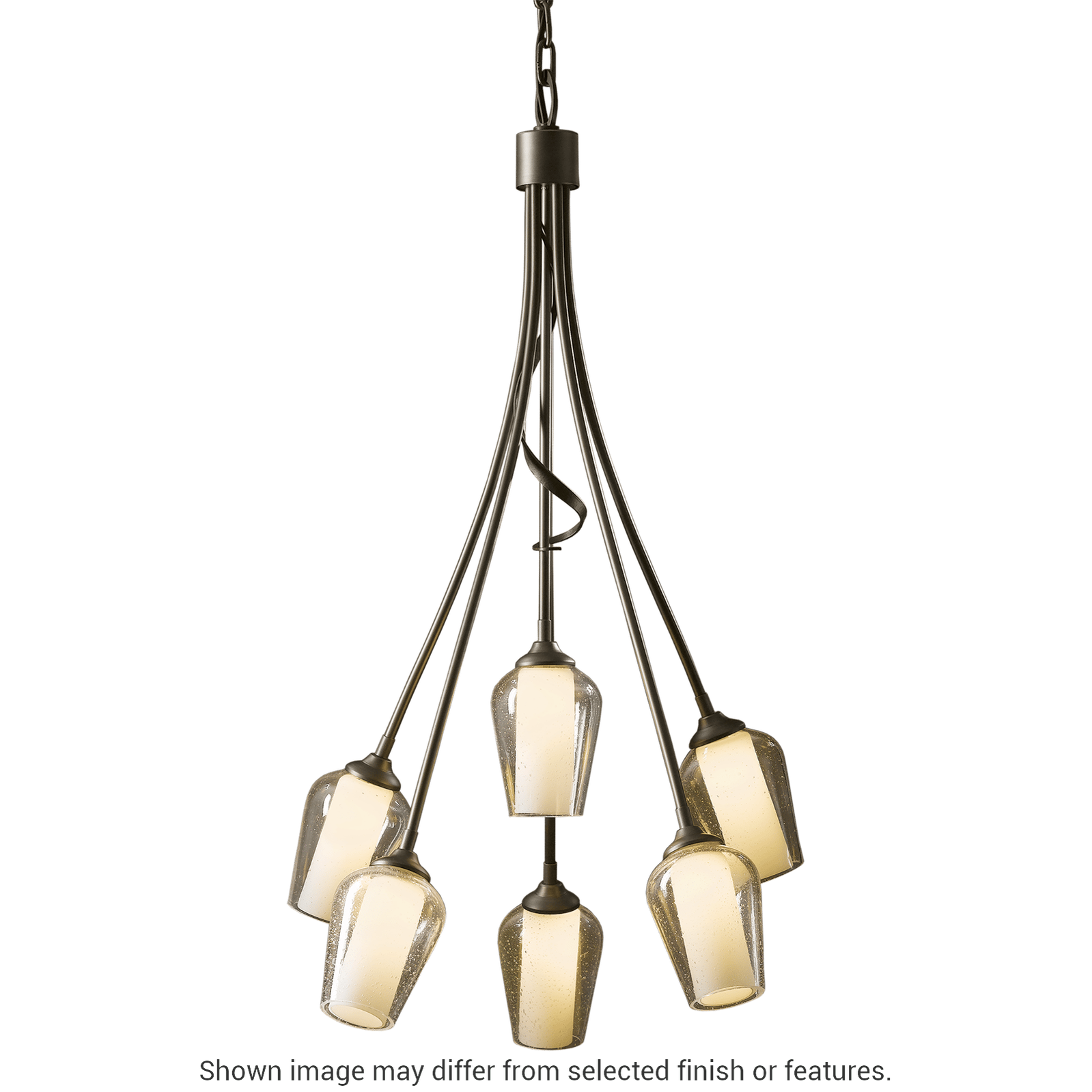 Flora 6-Arm Chandelier - White - Opal and Seeded Glass by Hubbardton Forge