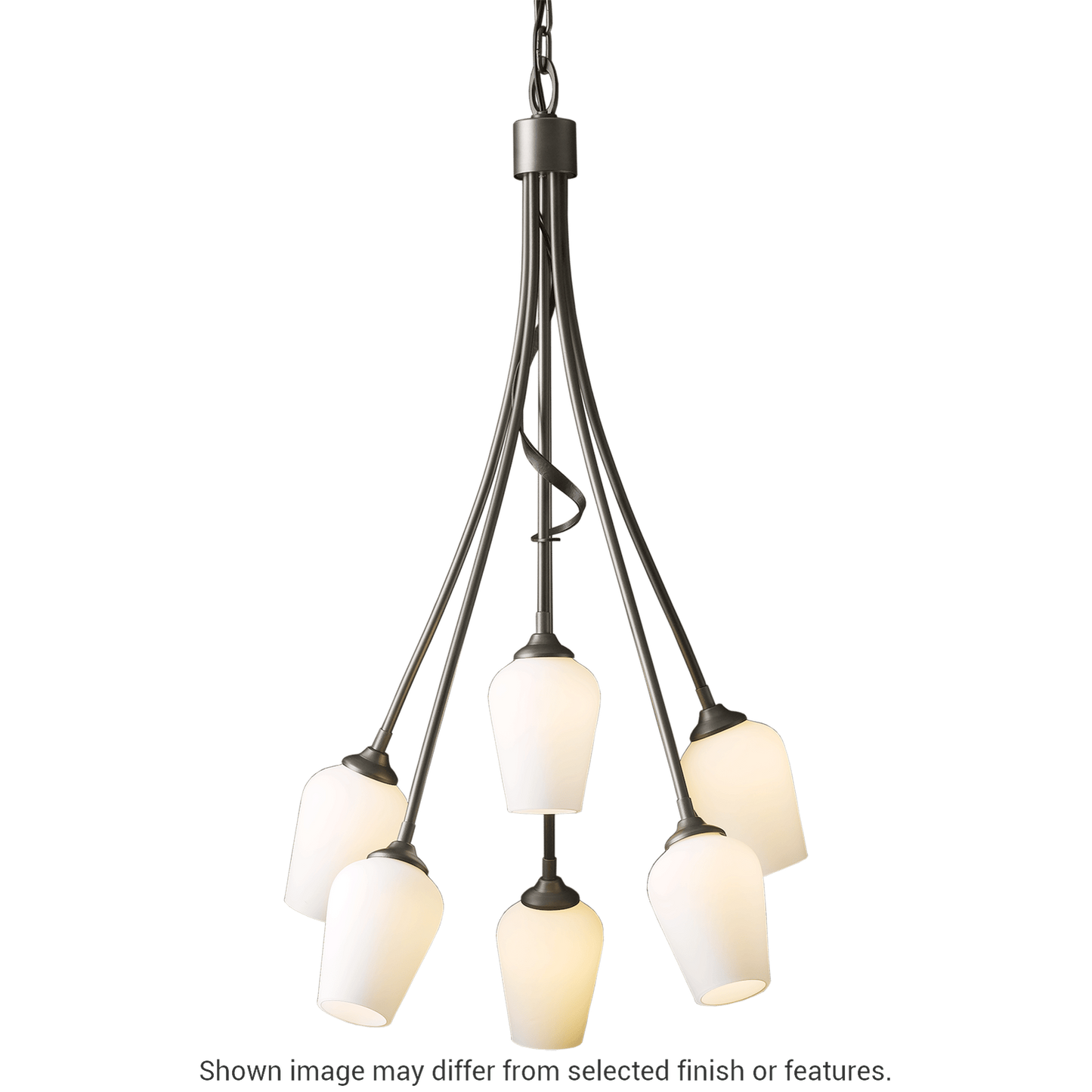 Flora 6-Arm Chandelier - White - Opal and Seeded Glass by Hubbardton Forge