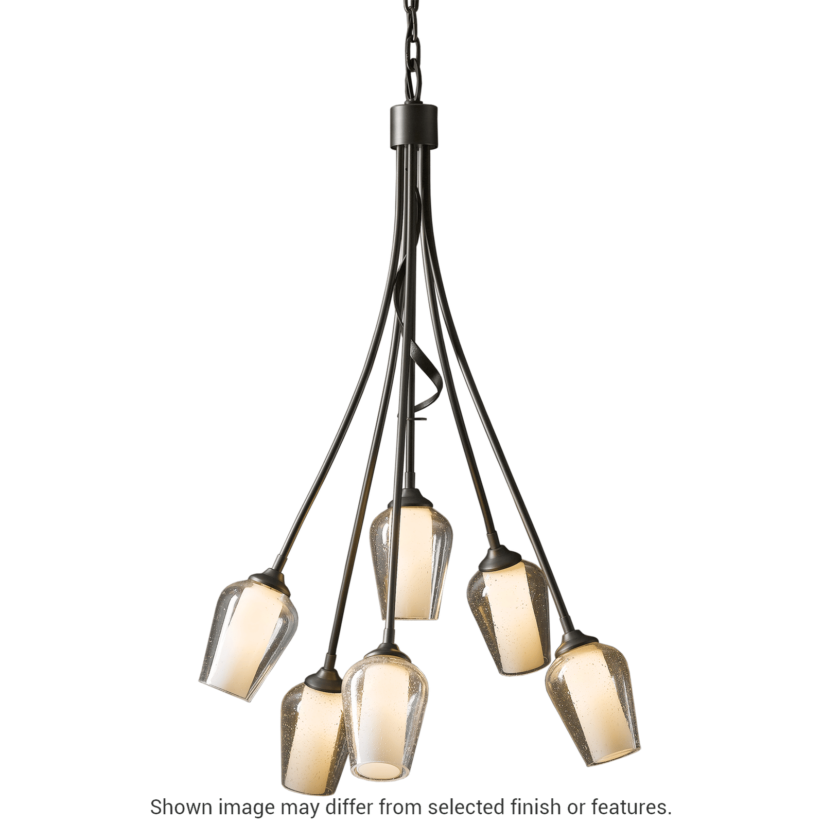 Flora 6-Arm Chandelier - White - Opal and Seeded Glass by Hubbardton Forge