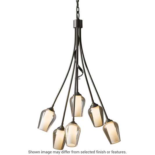 Flora 6-Arm Chandelier - White - Opal and Seeded Glass by Hubbardton Forge