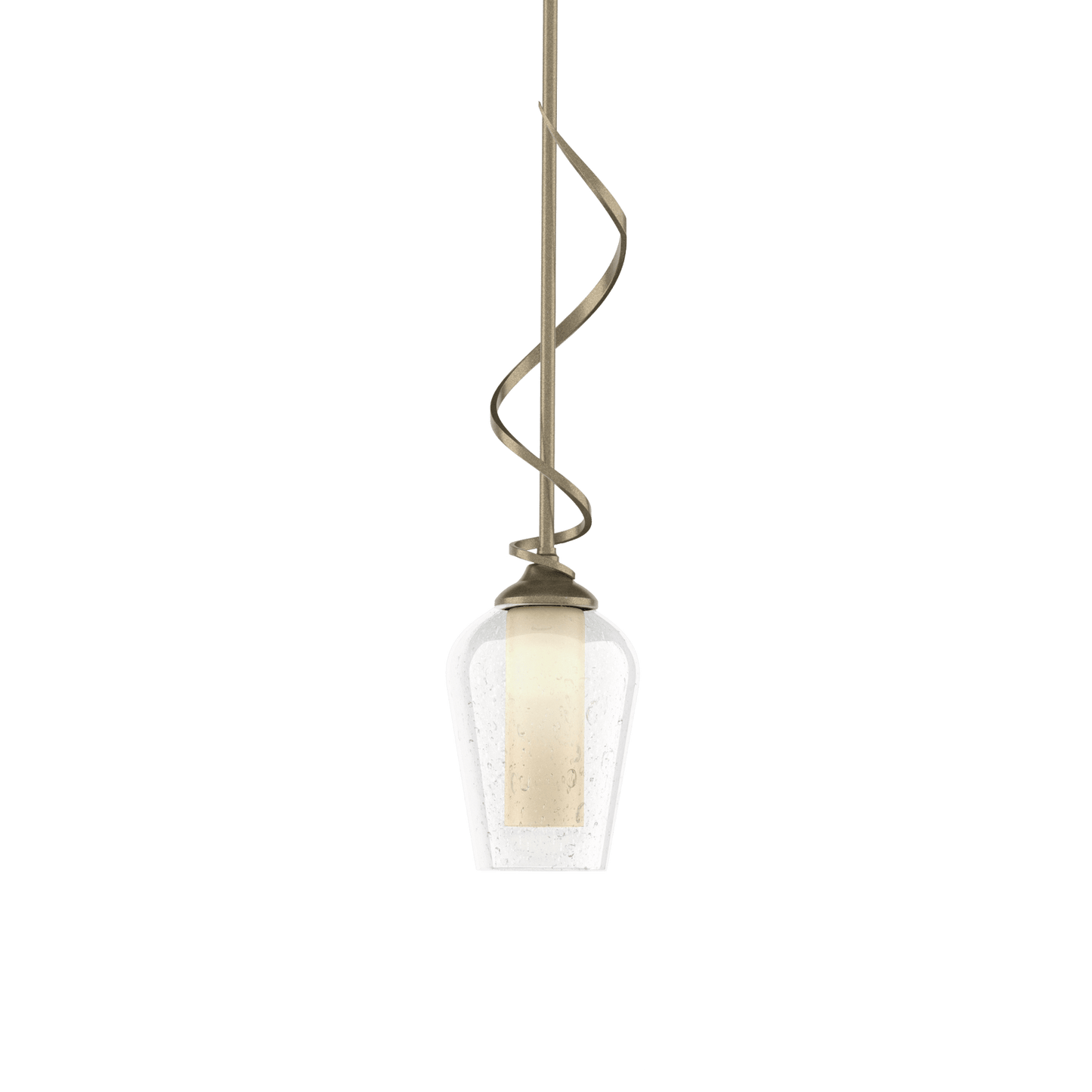 Flora Down Light Mini Pendant - Soft Gold - Opal and Seeded Glass by Hubbardton Forge