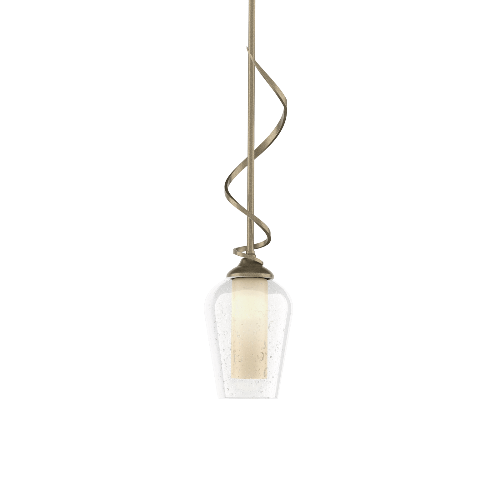 Flora Down Light Mini Pendant - Soft Gold - Opal and Seeded Glass by Hubbardton Forge
