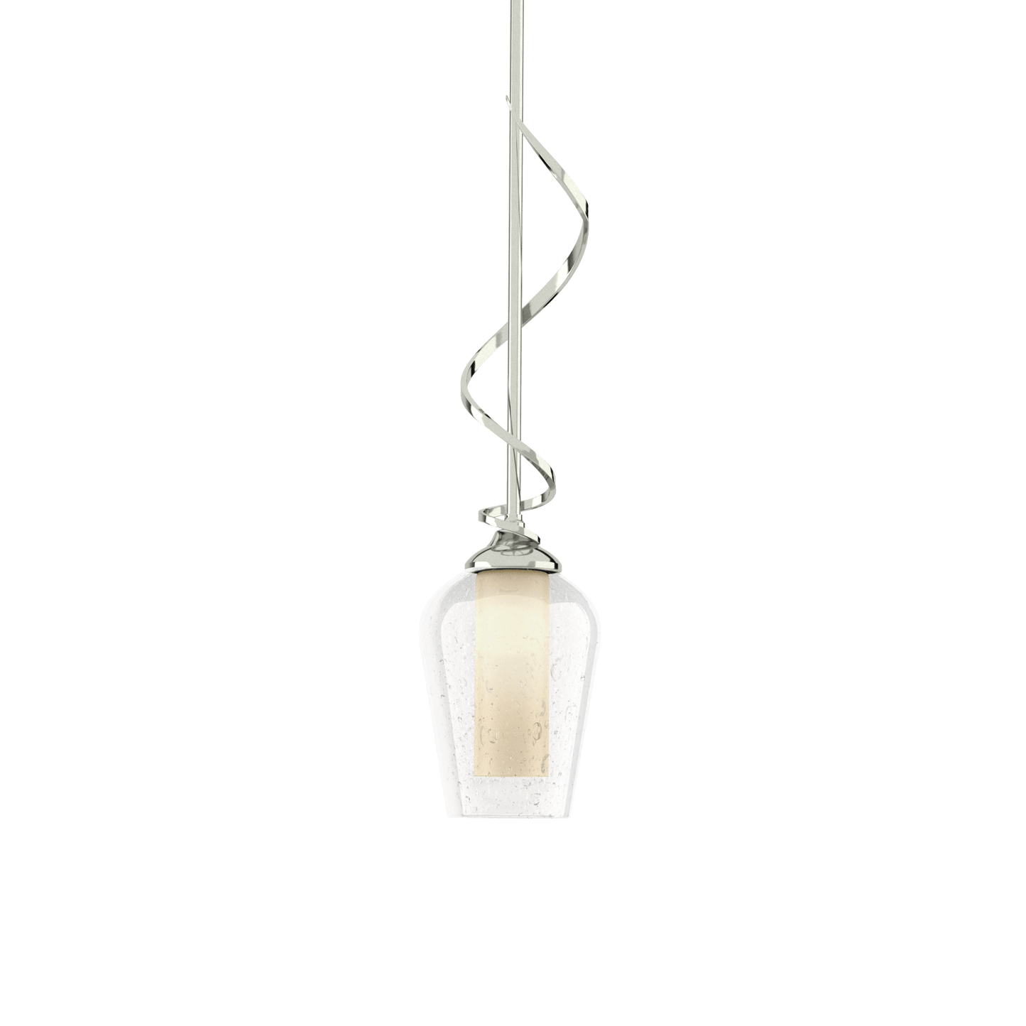 Flora Down Light Mini Pendant - Sterling - Opal and Seeded Glass by Hubbardton Forge