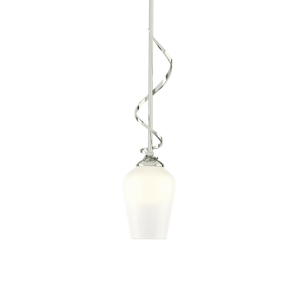 Flora Down Light Mini Pendant - Sterling - Opal Glass by Hubbardton Forge