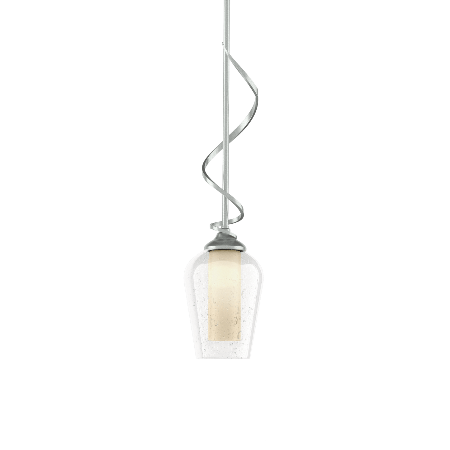 Flora Down Light Mini Pendant - Vintage Platinum - Opal and Seeded Glass by Hubbardton Forge