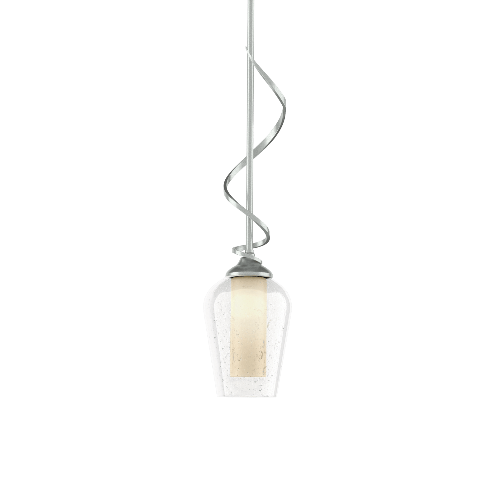 Flora Down Light Mini Pendant - Vintage Platinum - Opal and Seeded Glass by Hubbardton Forge