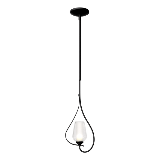 Flora Up Light Mini Pendant - Black - Opal Glass by Hubbardton Forge