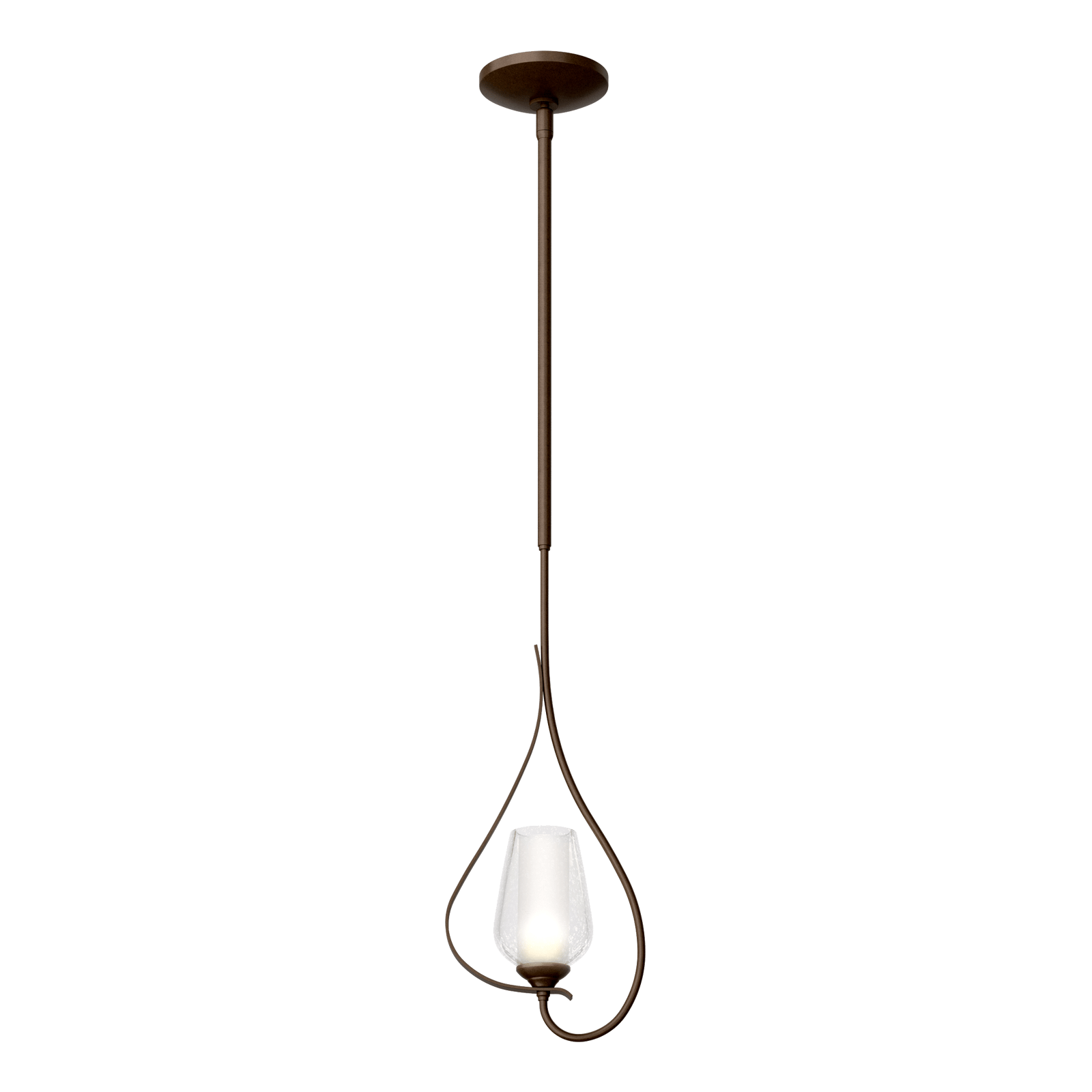 Flora Up Light Mini Pendant - Bronze - Opal and Seeded Glass by Hubbardton Forge