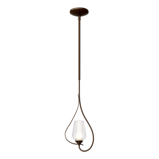 Flora Up Light Mini Pendant - Bronze - Opal and Seeded Glass by Hubbardton Forge