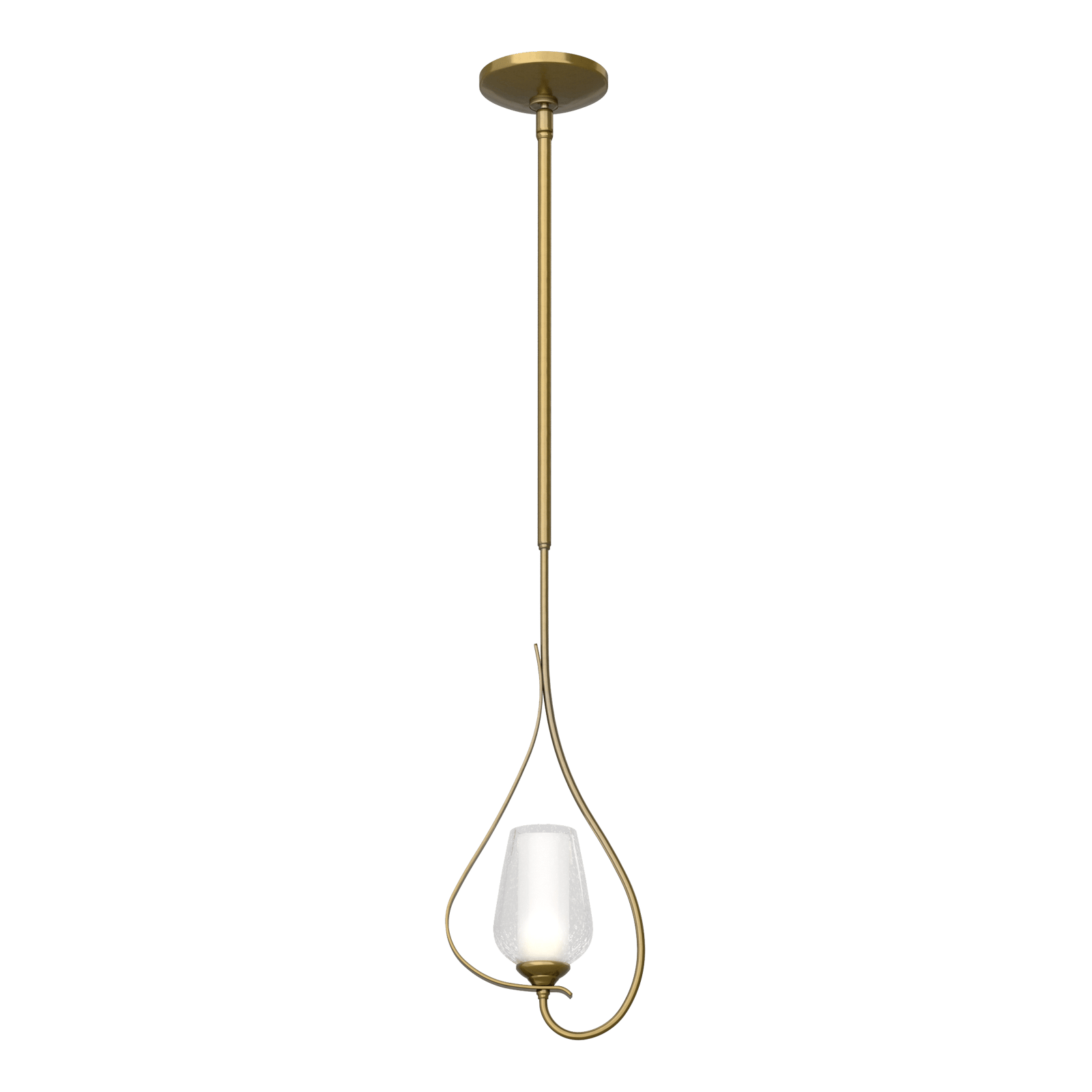 Flora Up Light Mini Pendant - Modern Brass - Opal and Seeded Glass by Hubbardton Forge