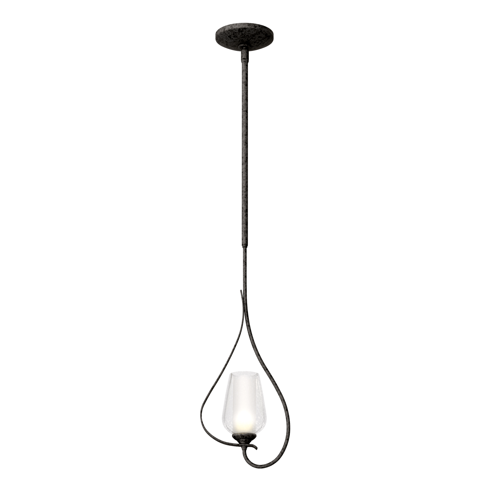 Flora Up Light Mini Pendant - Natural Iron - Opal and Seeded Glass by Hubbardton Forge