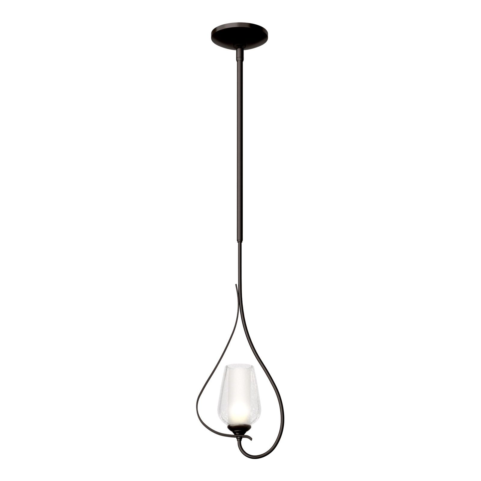 Flora Up Light Mini Pendant - Oil Rubbed Bronze - Opal and Seeded Glass by Hubbardton Forge