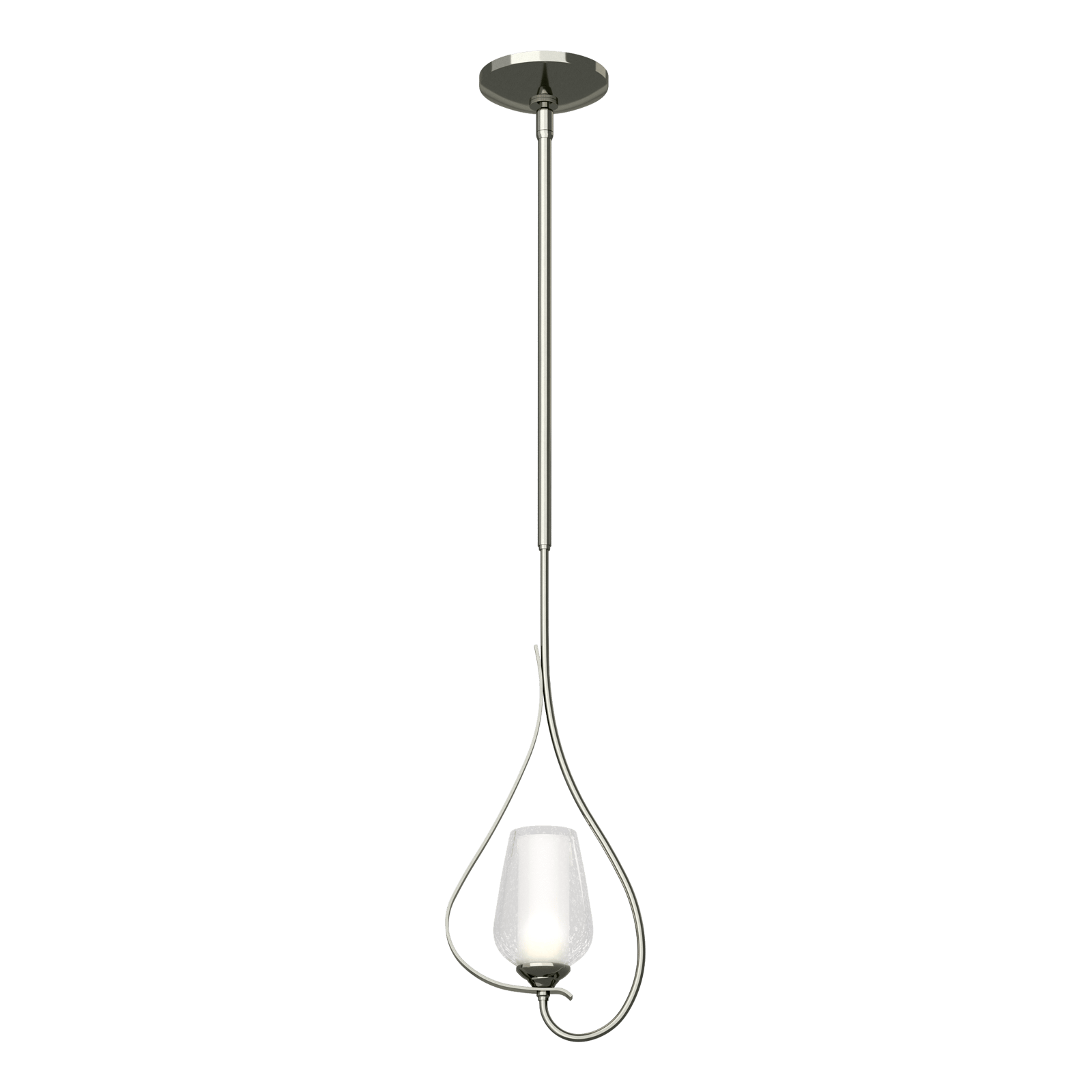 Flora Up Light Mini Pendant - Sterling - Opal and Seeded Glass by Hubbardton Forge