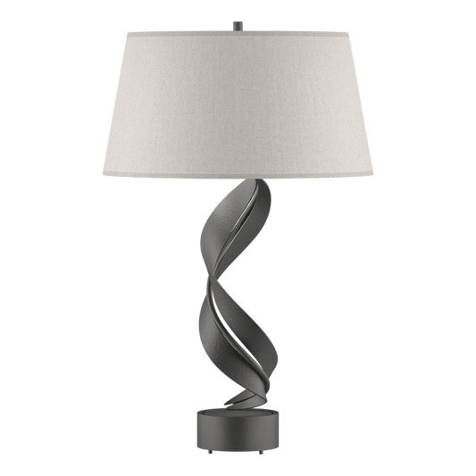 Folio Table Lamp - Natural Iron - Flax Shade by Hubbardton Forge