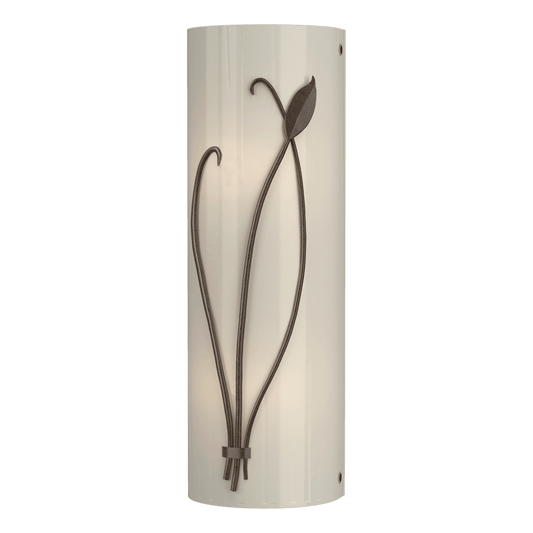 Forged Leaf And Stem Sconce - Bronze - Ivory Art Glass - Left-Facing by Hubbardton Forge